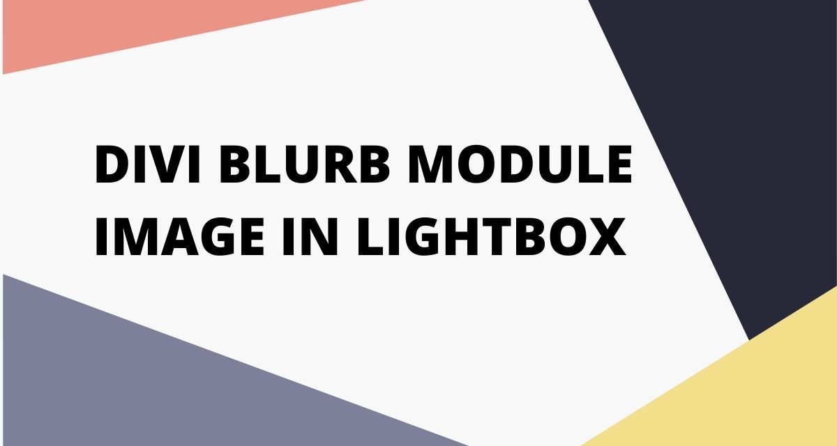 Divi: How to open blurb module image in lightbox?